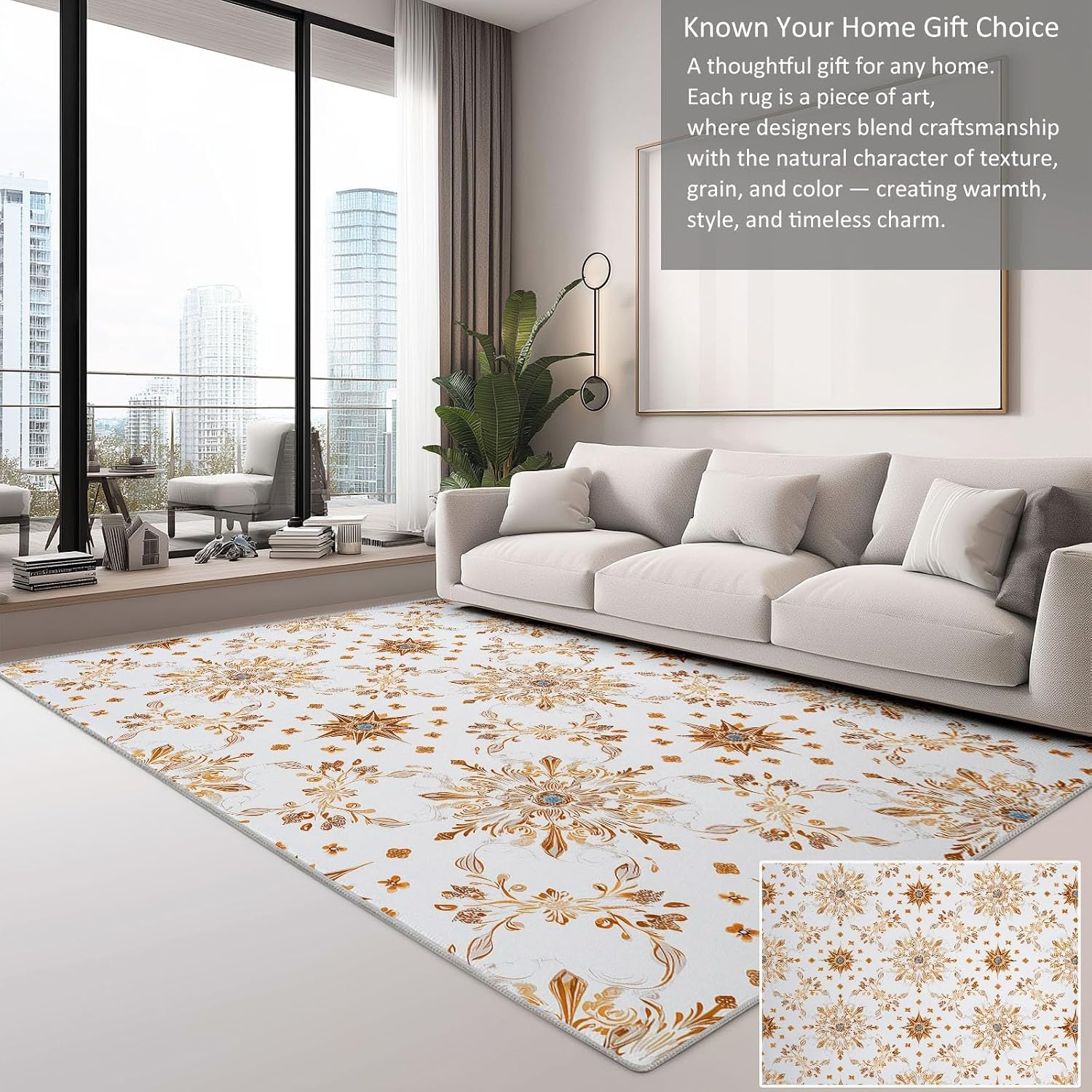 5' x 7' Rugs Living Room Colonial Area Rug Bedroom, Non Slip Durable Large Floor Carpet Geometric Rhombus Stars Indoor Carpet Washable for Dining Room Kitchen Kids Playroom Dorm