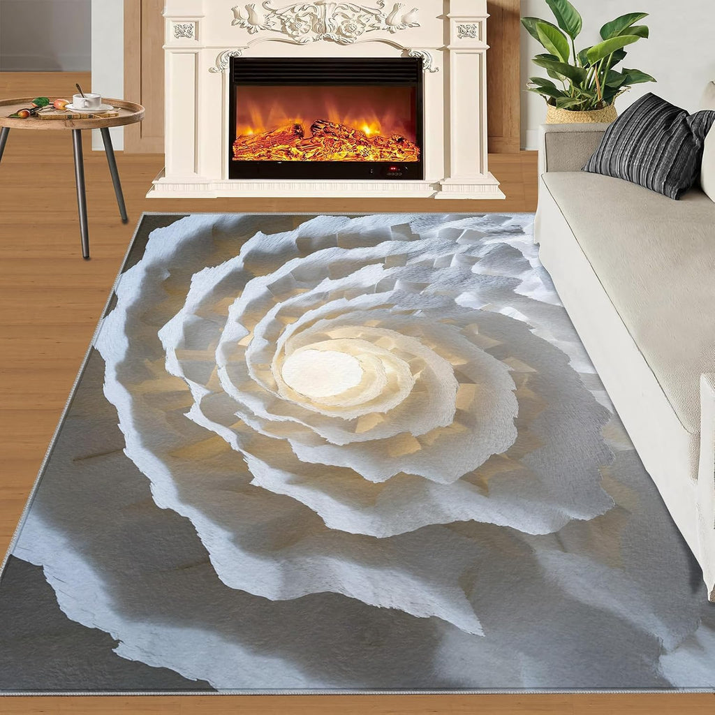 Abstract Swirls Area Rug, Optical Illusion Bedroom Rug, Non Slip Bedside Rugs for Sofa Table Under Living Room Home Decor Floor Mat 6x8