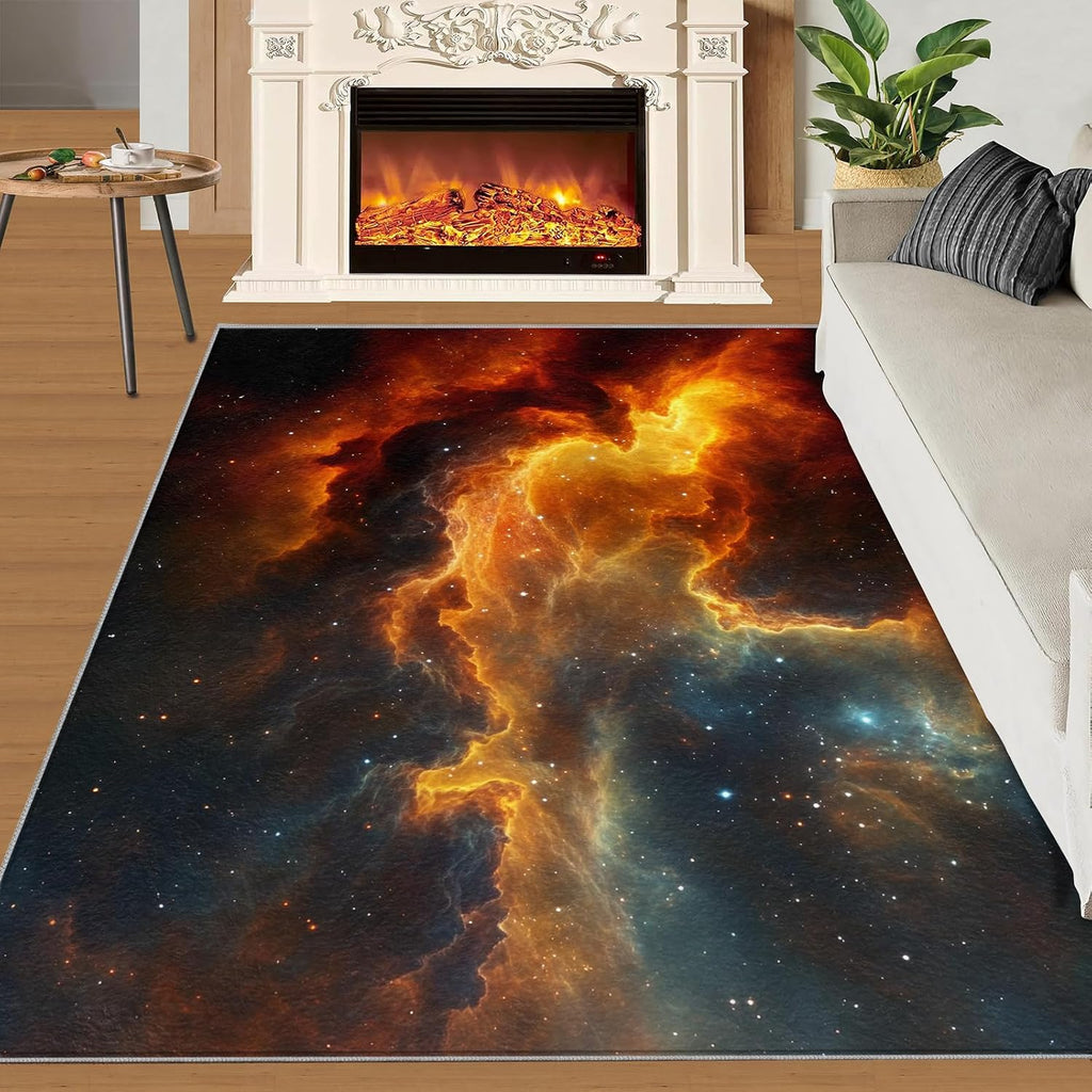 Cosmic Nebula Rug 6x8 - Starry Sky Large Rugs for Living Room, Galaxy Carpet Area Rug for Girls Bedroom Kids Room Basement Office Classroom