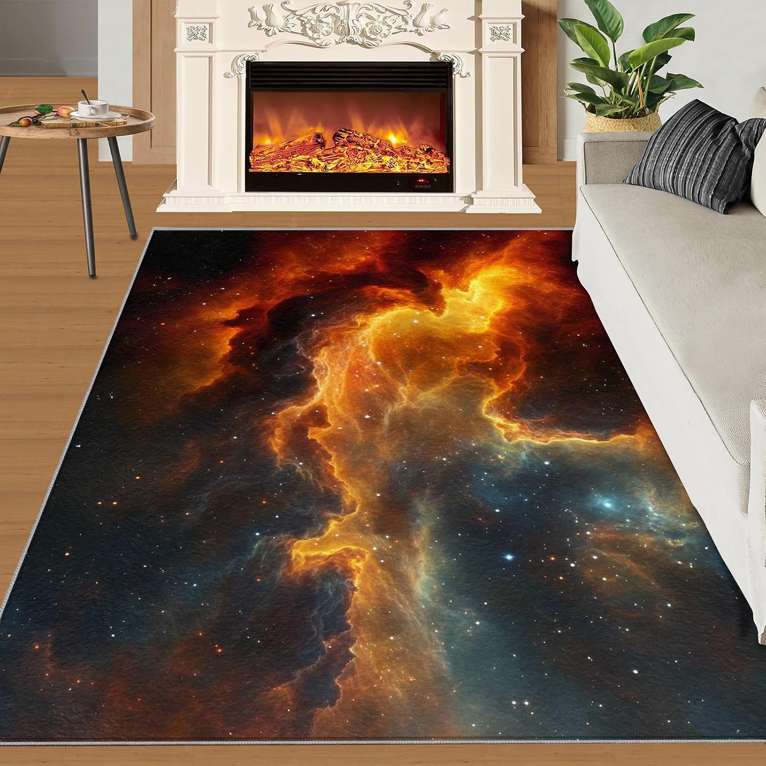 Cosmic Nebula Rug 6x8 - Starry Sky Large Rugs for Living Room, Galaxy Carpet Area Rug for Girls Bedroom Kids Room Basement Office Classroom