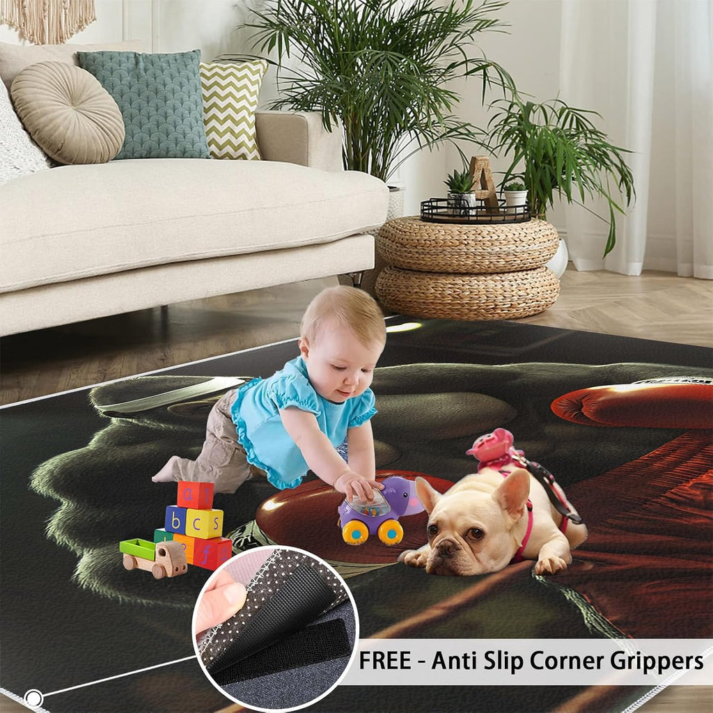 Gorilla Area Rug 6x8 - Boxing Gorilla Large Rugs for Living Room, Boxing Gym Carpet Area Rug for Girls Bedroom Kids Room Basement Office Classroom