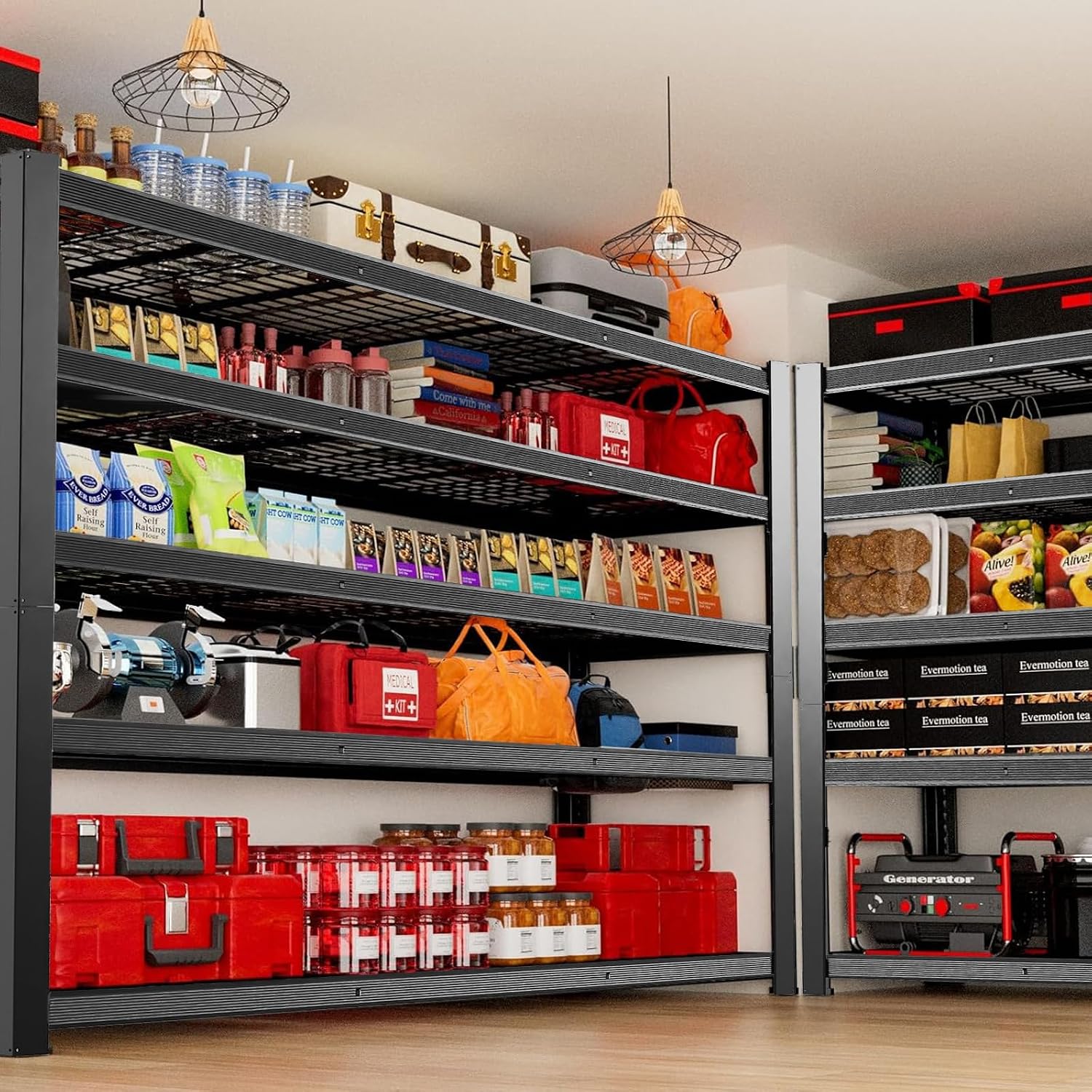 62' W 3050LBS Storage Shelves Unit,5 Tier Heavy Duty Metal Shelving Unit and Storage Large Rack,72' H x62 W x24 D Adjustable Metal Shelving Unit,Garage Shelves for Basement,Warehouse