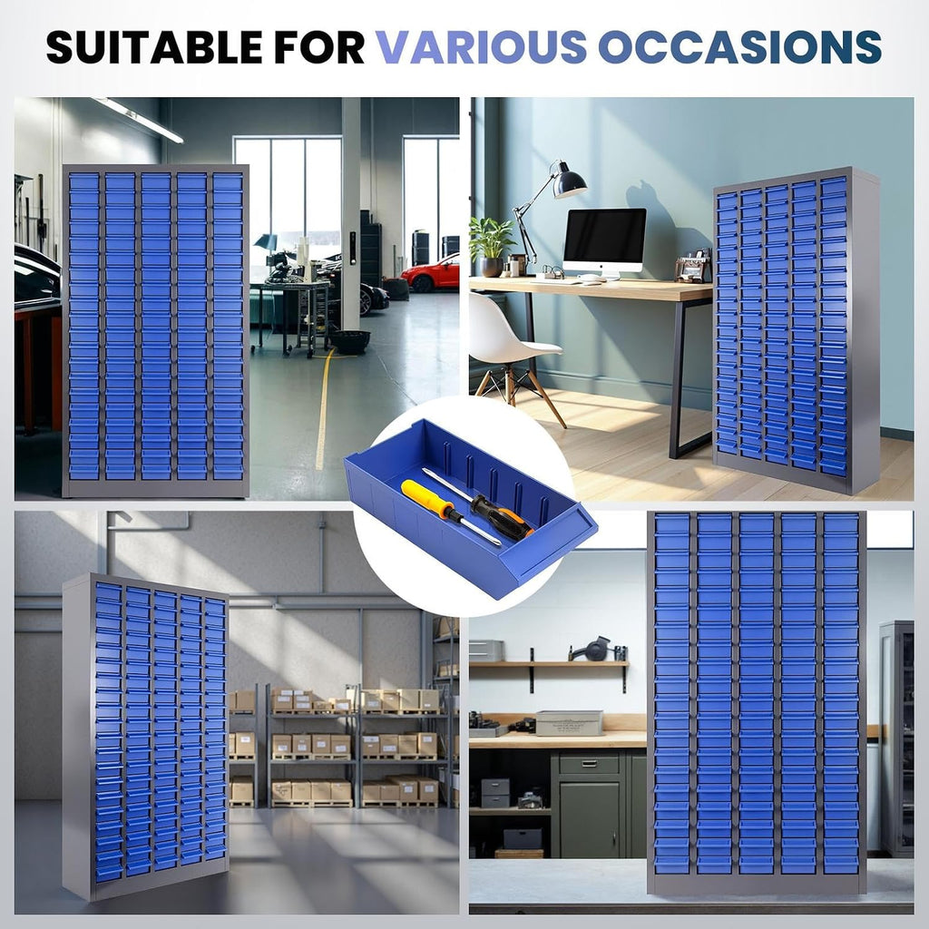 100 Drawers Parts Cabinet, Heavy Duty Bolt and Nut Organizer with Adjustable Dividers and Labels, Tool Storage Cabinet with ABS Drawer for Workshop, Garage