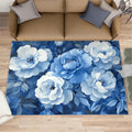 6x8 Blue-Florals Classroom Rugs - Peony Playroom Rug, Natural Flowers Carpet Area Rug for Girls Bedroom Kids Room Basement Office Classroom