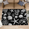 Coastal Rugs for Bedroom, Shells Rug 6x8, Coral Dining Room Rugs Washable & Non Slip Large Carpet for Home Decor