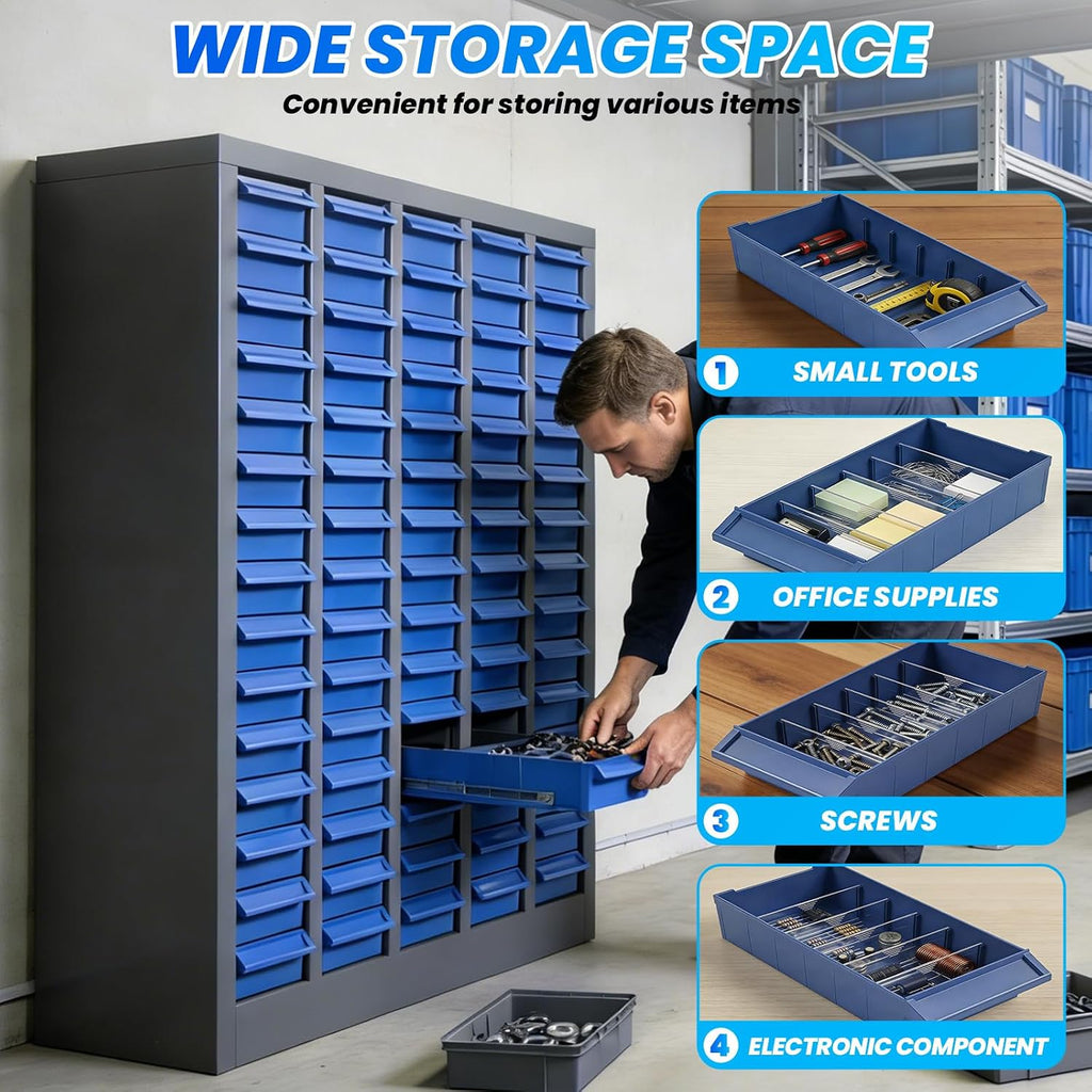 75 Drawers Bolt and Nut Organizer, Stainless Steel Part Cabinet & Tool Storage Cabinet, Bolt Bin Cabinets with ABS Drawers, Shelves & Label Stickers for Workshop Garage Hardware Storage