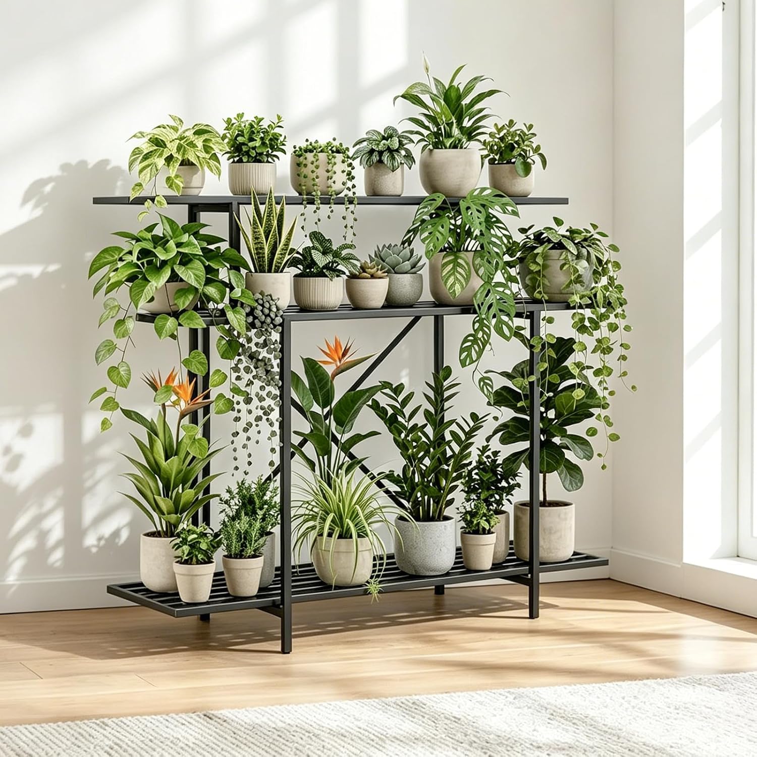 Zhongma 3 Tier Heavy Duty Plant Stand (L45.67 x W17.32 x H39.37)