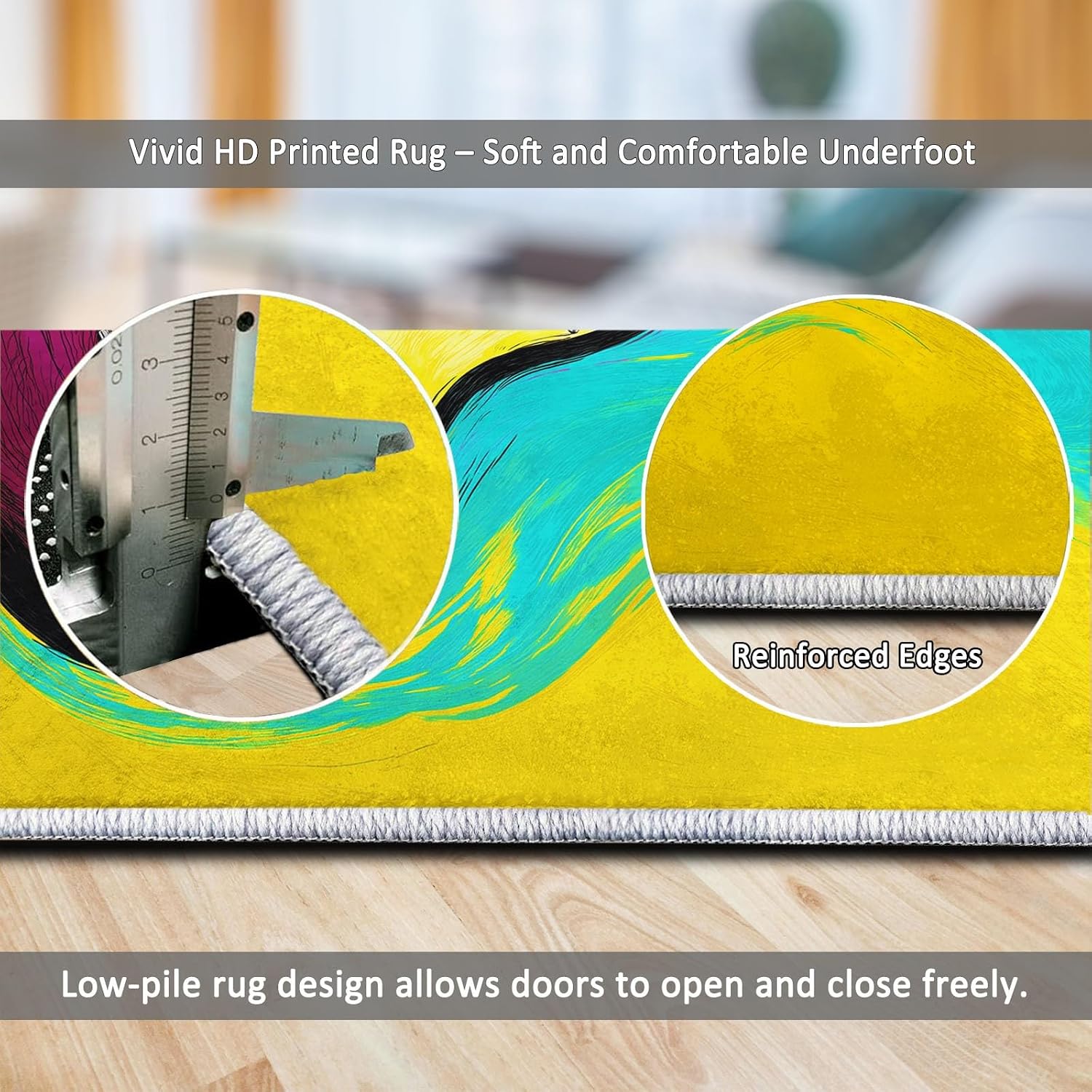 Area Rug 6 x 9 ft for Living Room, Oil Painting Style Washable Non-Slip Rug - Abstract Guitar Liquid Stripes Low-Pile Print Carpet for Bedroom Dinning Room Entrance Farmhouse Indoor Home Decor