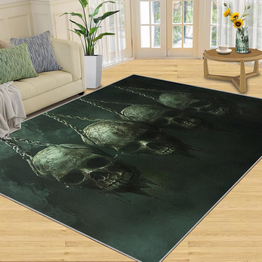 Decaying Skulls Area Rug 6x8 - Skull Large Rugs for Living Room, Horror Skeleton Carpet Area Rug for Girls Bedroom Kids Room Basement Office Classroom