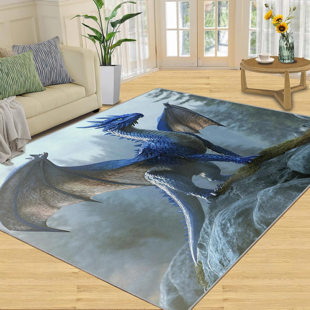 Dragon Rug 5x7, Mythical Creatures Rugs for Living Room, Dragon Area Rug, Washable Rugs for Bedroom, Kitchen Dining Room Decor Carpet