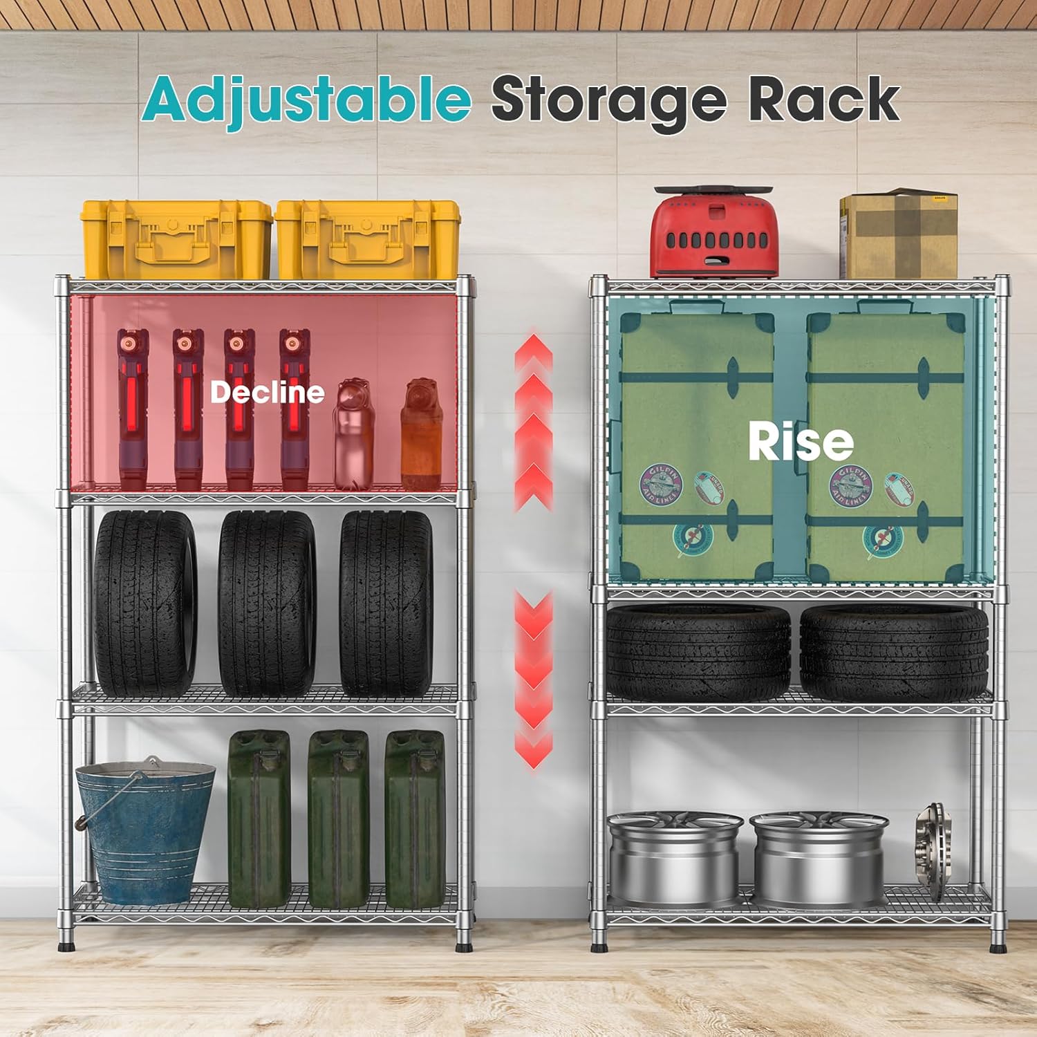 Heavy Duty Wire Shelving Unit 4-Tier Adjustable Metal Storage Rack Steel Shelves Metal Wire Shelf for Pantry Laundry Room Closet Garage Kitchen 2200 lbs Capacity 13.8'D x 30'W x 59'H