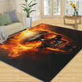 Skull Rugs for Bedroom - 6x8 Rug, Gothic Area Rugs for Living Room, Flame Carpet, Halloween Washable Area Mat, Skull Carpet, Halloween Home Decor & Gifts