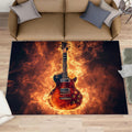 Flame Guitar Rug - Large Rug 6x9 - Electric Guitar Rugs for Living Room - Soft & Non Slip & Washable Rugs for Bedroom, Instrument Carpets for Dining Room Lounge Girls Room