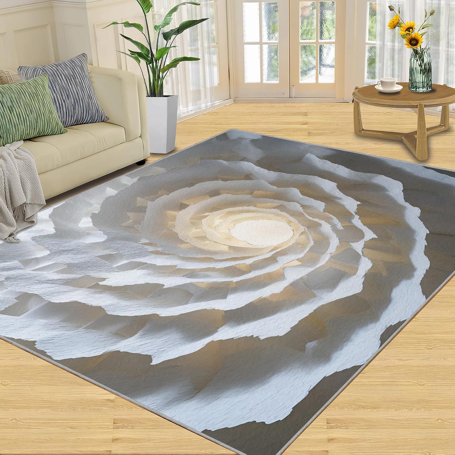 Abstract Swirls Area Rug, Optical Illusion Bedroom Rug, Non Slip Bedside Rugs for Sofa Table Under Living Room Home Decor Floor Mat 6x8