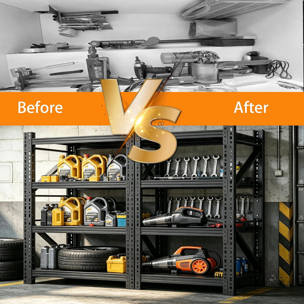 Garage Storage Shelves,73' H*48' W*22.4' D Heavy Duty 4-Tier Metal Shelving Unit with Adjustable Shelves Industrial Garage Shelving for Garage Organization & Warehouse Storage