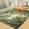 Hibiscus Monstera Rugs for Bedroom - 6x8 Rug, Floral Area Rugs for Living Room, Green Botanical Carpet, Botanical Washable Area Mat, Tropical Leaves Carpet, Floral Home Decor & Gifts