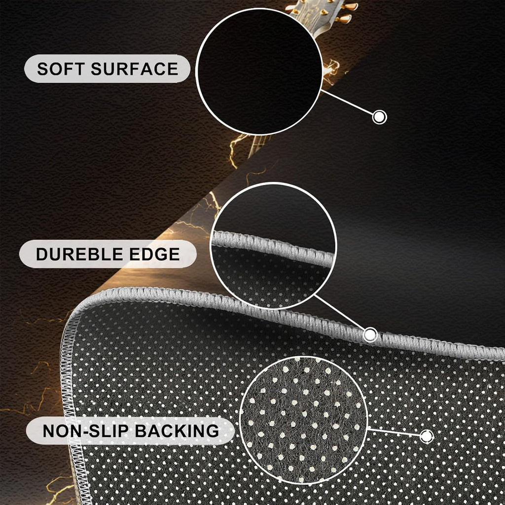 Music Guitar Rug for Bedroom - Music Area Rug - Guitar Lover Rugs for Living Room, Non-Slip Low Pile Carpet for Classroom Recording Studio Band 5x7ft