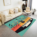 Music Area Rugs，6x8ft Abstract Piano Music Living Room Non-Slip Carpet，Colorful Musical Note Electric Guitar Decorative Carpet，for Indoor Carpets for High Traffic Areas Easy Clean Large Rug