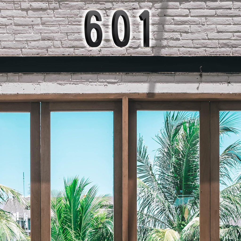 20 Inch Stainless Steel Backlit LED Address Number Sign For Outside, Modern Illuminated House Numbers Plaques Personalised, Lighted House Sign, Black,A
