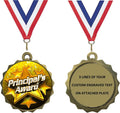 Express Medals 1 to 50 Packs of Engraved Principals Award Gold Medal Trophy Award with Neck Ribbon & Attached Engraved Plate on Back LAZD214-FCL537