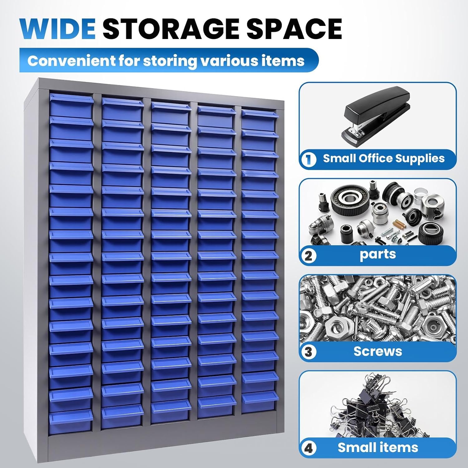 75 Drawer Grey Parts Cabinet, ABS Material Nuts Bolts Screw Nail Bins Tool Storage Cabinet Screw Drawer Organizer, Heavy-Duty Industrial Parts Cabinet for Workshop, Office, Hardware (75 Drawers)