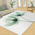 Transparent Floral Rugs for Bedroom - 6x8 Rug, X-Ray Flowers Area Rugs for Living Room, Green Flower Carpet, Creative Washable Area Mat, Aesthetic Carpet, Floral Home Decor & Gifts