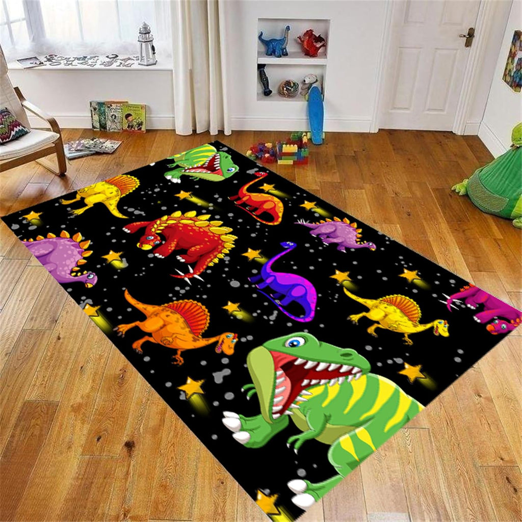 Dinosaur Rugs for Boys Bedroom,6x8ft,Cute Colorful Dinosaur Print Rugs,Kids Rugs for Bedroom Non-Slip Washable Rugs for Living Room and Game Room
