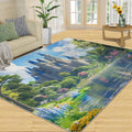 Castle Rug - 6x8 Rug, Nature Landscape Area Rugs for Bedroom, Green Forest Rugs for Living Room, Natural Scenery Washable Carpet, Landscape Home Decor & Gifts