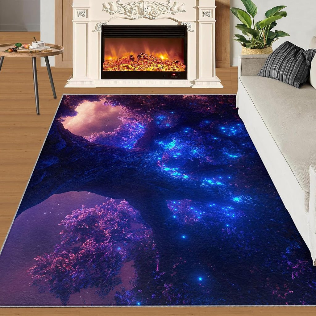 Tree of Life Rugs for Bedroom - 6x8 Rug, Fantasy Area Rugs for Living Room, Plant Carpet, Boys Washable Mat, Tree of Life Home Decor & Gifts
