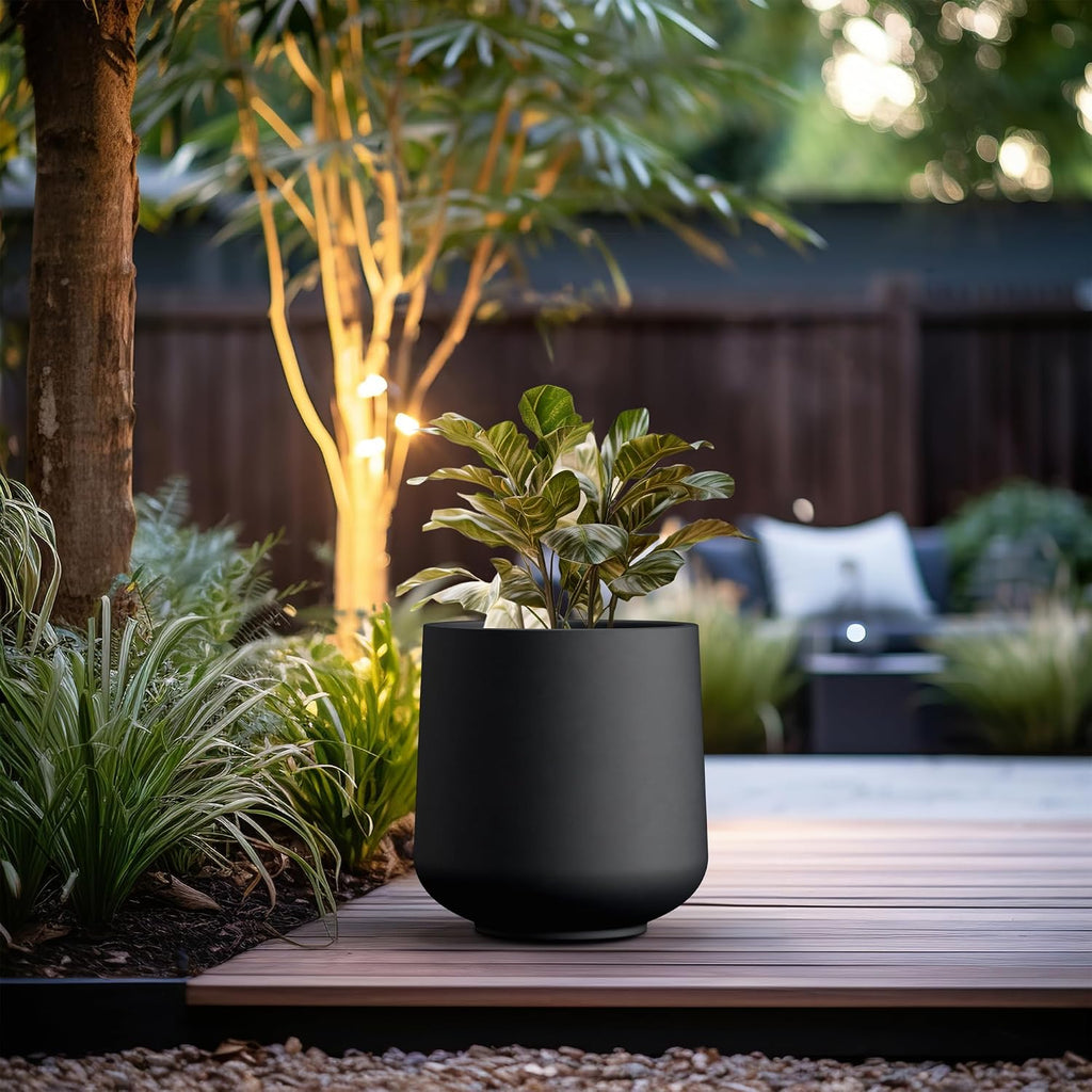 Kante 15.3' Dia Round Concrete Planter, Outdoor Indoor Large Plant Pots Containers with Drainage Hole and Rubber Plug for Home Garden Patio, Black