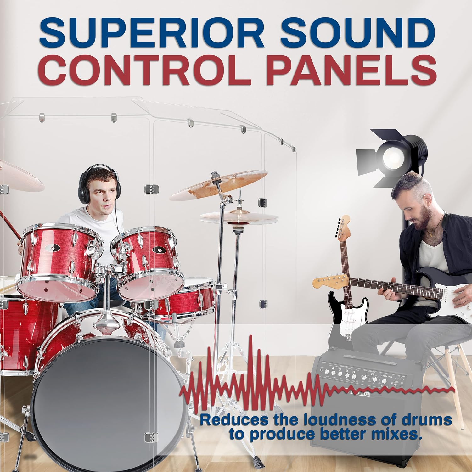PENNZONI Drum Shield 6ft w/Deflectors & Chrome Hinges, Comes w/ 5 Drum Panels, 5 Deflectors, Chrome Hinges & Deflector Connectors, Premium Clear Acrylic Panels