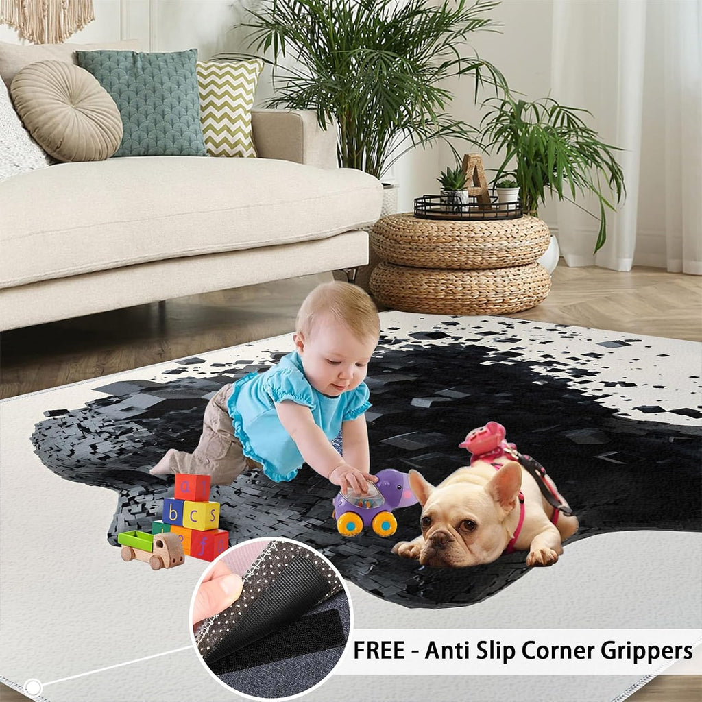 6x8 3D Portrait Classroom Rugs - Digital Art Playroom Rug, Abstract Sculpture Carpet Area Rug for Girls Bedroom Kids Room Basement Office Classroom