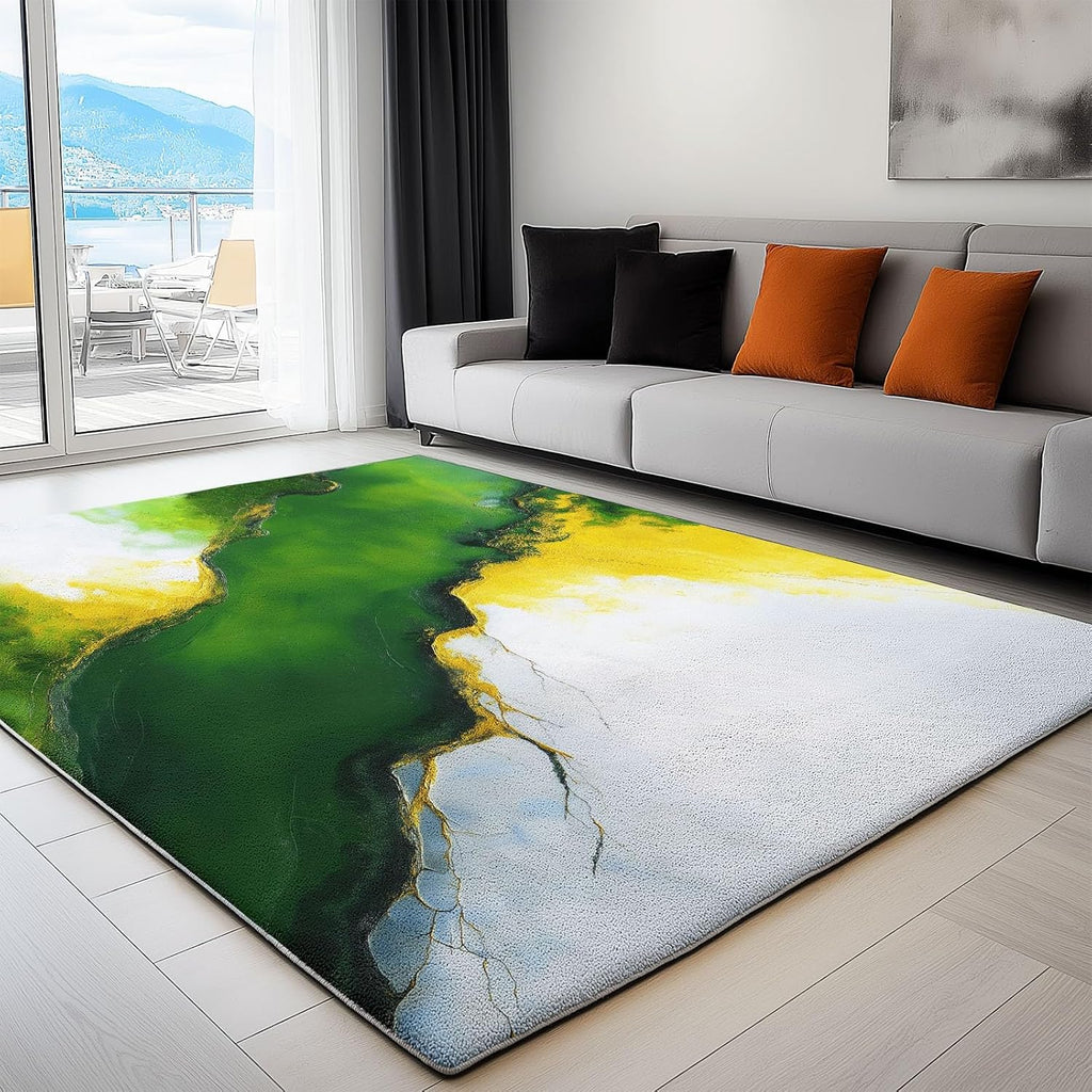 Abstract Art Soft Print Area Rug 6' x 8', Luxury Marble River Print Decor Washable Rug Non Slip Carpet Absorbent Mat for Kitchen Living Room Bedroom Entrance Carpet