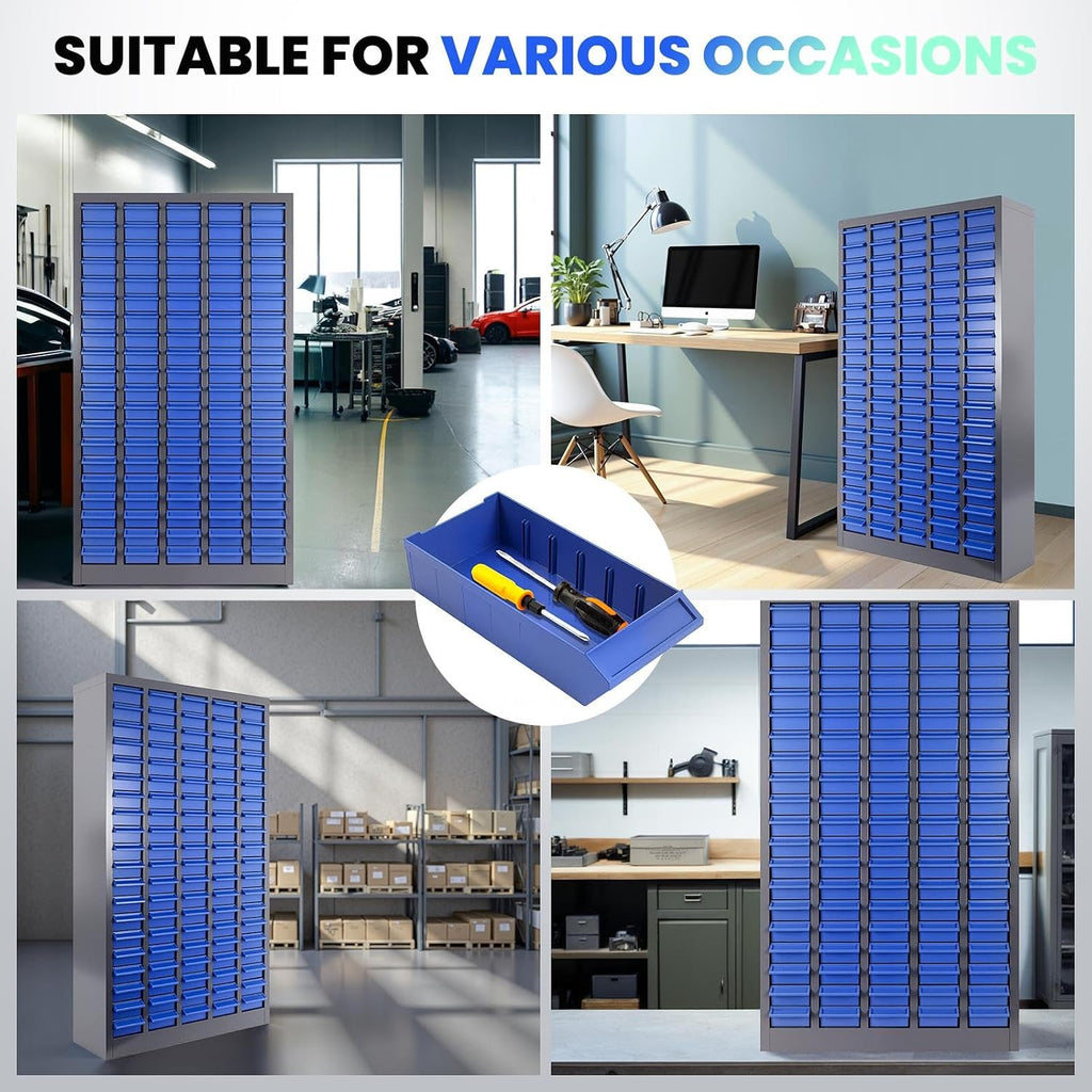 100 Drawers Versatile Parts Cabinet, Professional Nut and Bolt Organizer with Bolt Bins Storage System, Essential Hardware Organizer for Workshop, Garage & Home Studio
