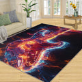 Electric Guitar Rug 6x8-6x8 Rug, Ice and Fire Area Rugs for Bedroom, Music Rugs for Living Room, Rock and Roll Washable Mat, Boys Room Carpet, Ice and Fire Home Decor