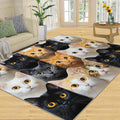 Cat Print Rug 6x9 Area Rug, Cute Cat Washable Rugs, Animal Print Rugs for Living Room Bedroom Decor, Low Pile & Non Slip Indoor Carpet