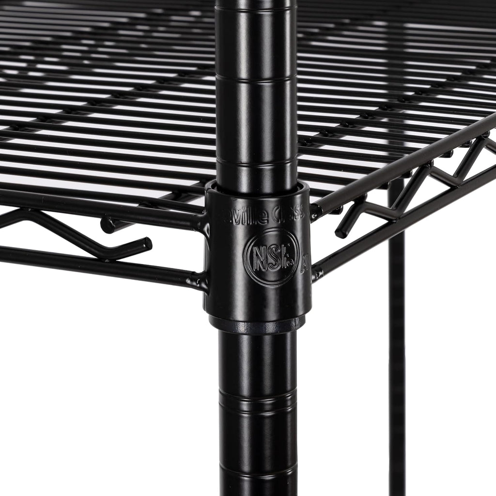Seville Classics UltraDurable Heavy Duty NSF Solid Steel Wire Rack Storage Unit, Organizer for Garage, Warehouse, Office, Restaurant, Classroom, Kitchen, Black, 4-Tier Shelving, 60' W x 24' D