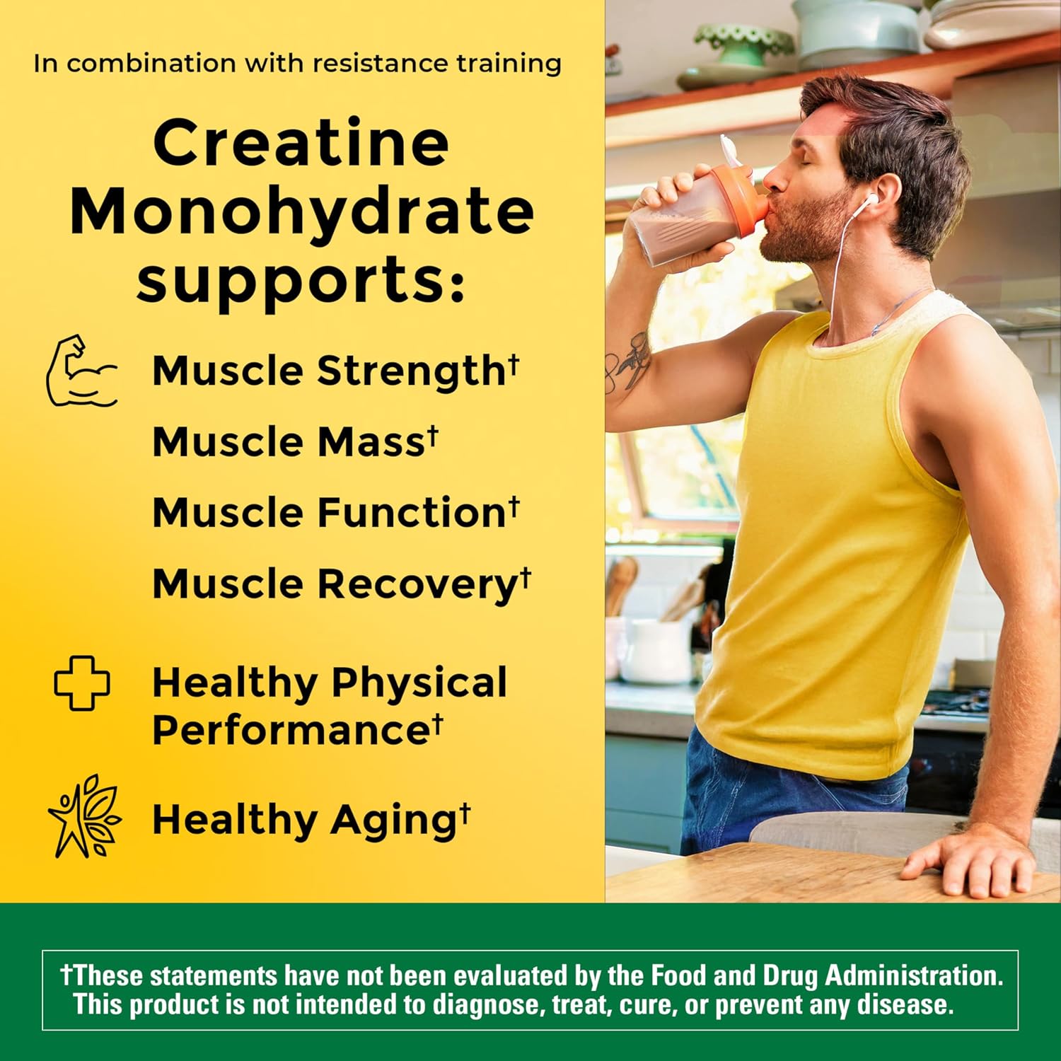 Nature Made Micronized Creatine Monohydrate Powder 5 g per Serving, Unflavored Drink Mix Powder, Muscle Support, 450 g, 90 Day Supply (Pack of 6)