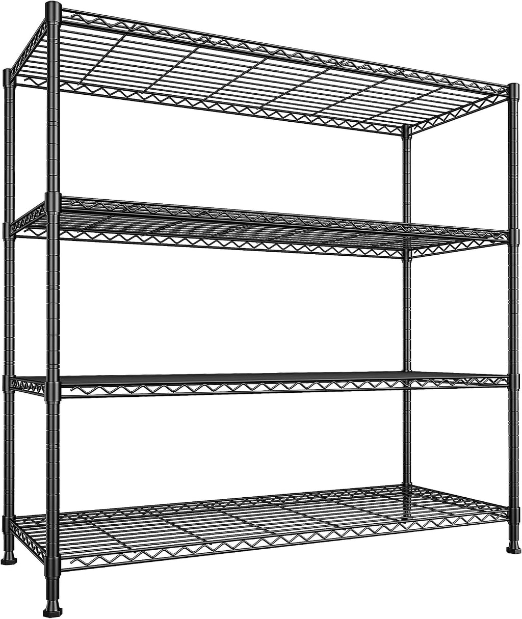 2 Set of 45 'W Metal Shelving Unit 4 Tier Storage Shelves Adjustable Wire Shelving Metal Shelf Pantry Shelves Wire Rack Commercial Shelving for Kitchen Pantry Garage 45 'W x 59.4 'Hx 13.5' D Black