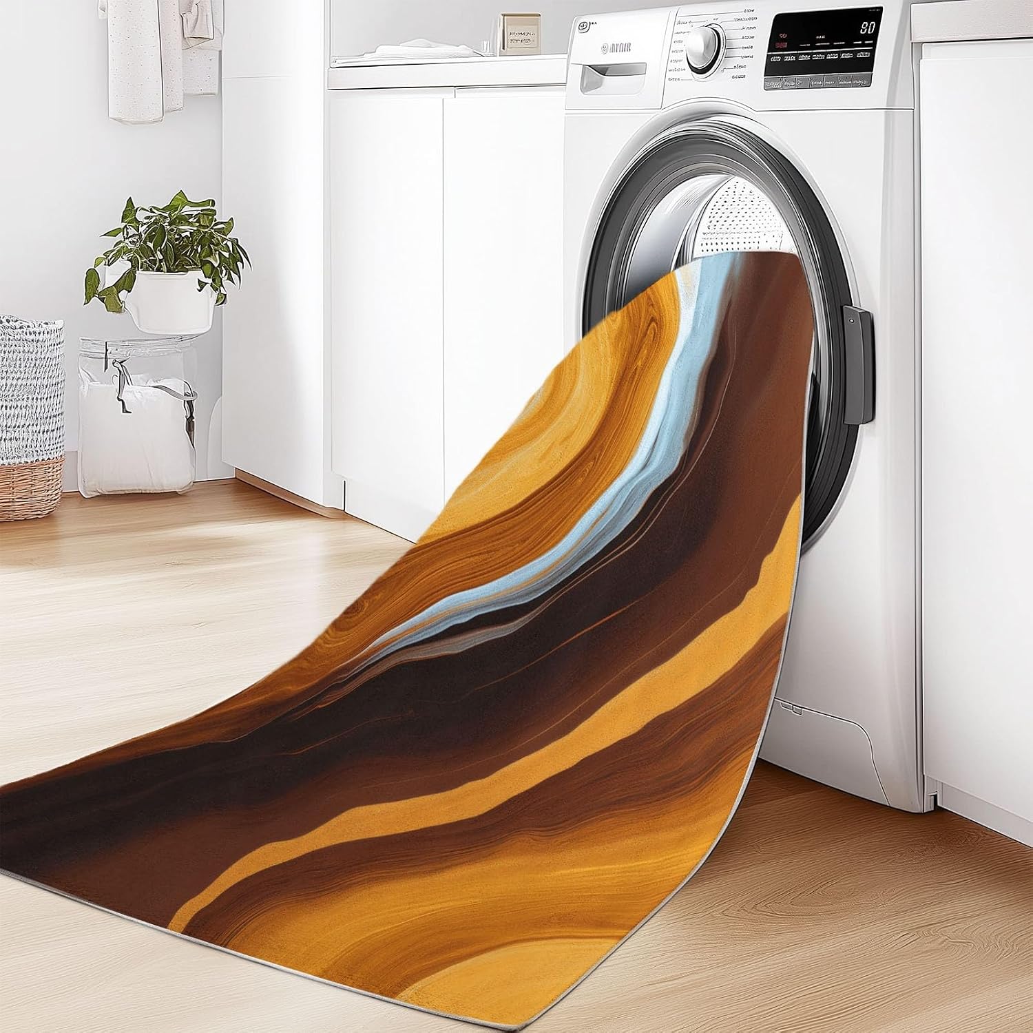 Abstract Art Soft Print Area Rug 5' x 7', Marble Swirls Waves Print Decor Washable Rug Non Slip Carpet Absorbent Mat for Kitchen Living Room Bedroom Entrance Carpet