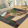 Tuscany Italy Rug 6x8-6x8 Rug, Italy Stone Path Area Rugs for Living Room Bedroom, Green Plants Area Rugs, Old Town Washable Carpet, Italian Street Carpet, Landscape Home Decor