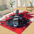 Guitar Rug 6x8-6x8 Rug, Music Area Rugs for Living Room Bedroom, Rock Style Area Rugs, Music Theme Washable Carpet, Modern Carpet, Guitar Home Decor & Gifts
