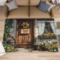 Country Wooden Door Rug 6x8 - Wooden Wheels Large Rugs for Living Room, Pastoral Warm Carpet Area Rug for Girls Bedroom Kids Room Basement Office Classroom