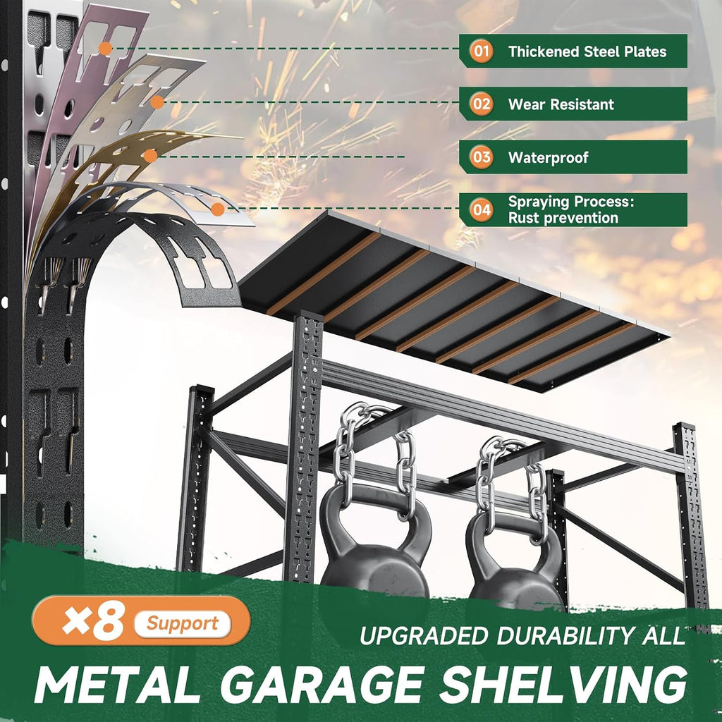 Letaya 2000LBS Storage Shelves Heavy Duty,60' H Garage Shelving Units, 4 Tier Adjustable Utility Rack Shelf,Large Metal Industrial Shelves,for Shop,Warehouse,Basement,Black (40' W x 20' D x 60' H)