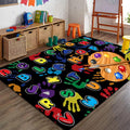 ABC Art Large Area Carpet, 6x8ft, Cartoon Palette Colorful Letters Children's Rug, Handprint Soft Classroom Carpets, Rubber Backed Durable Non Slip Rugs for Teen Kids Family Bedside