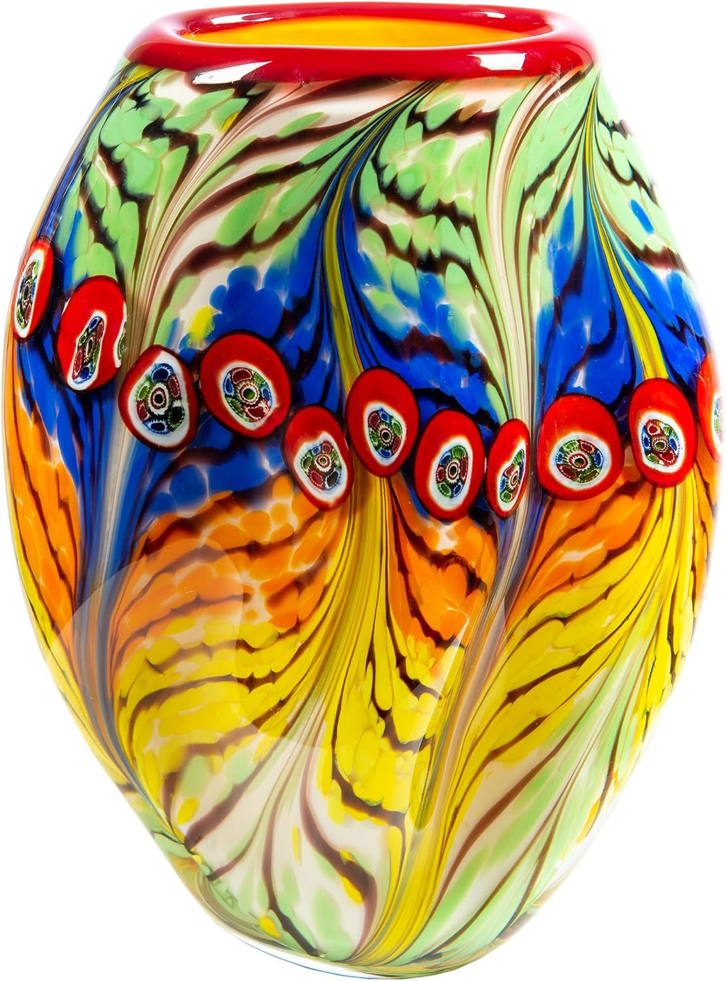Dale Tiffany AV15209 Peacock Feather Hand Blown Art Glass Vase