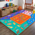 Cartoon Colorful Printed Kids Rug, 6x8ft, Learning Playing Multi-Functional Nursery Carpet, with Non Slip Backing Non Slip Rugs, Cozy Fade Resistant Playing Mat for Bedroom Living Room
