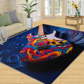 Guitar Rugs for Music Room - Music Rug, 6x8 Rug, Boys Musical Washable Rugs for Living Room Bedroom, Colorful Area Rug, Rock and Roll Carpet - Home Decor, Electric Guitars Gifts for Men
