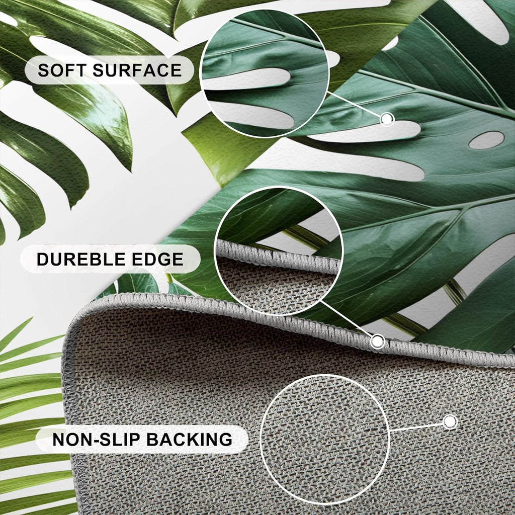 Area Rug 6x8ft, Simple Plants Rugs for Living Room, Leaves Tropical Theme Bedroom Rugs, Ultra Soft Non-Slip Short Pile Carpet for Kids Room Under Kitchen Table Office Bedside