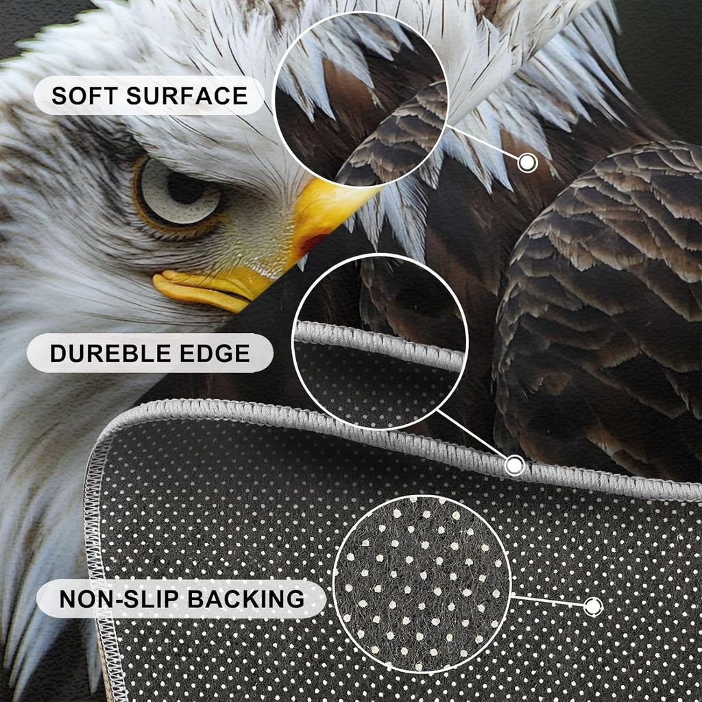 Bald Eagle Rug 6x8, Us Bird Rugs for Bedroom, Eagle Area Rug, Non Slip Washable Rugs for Living Room Farmhouse, Indoor Low Pile Decor Carpet